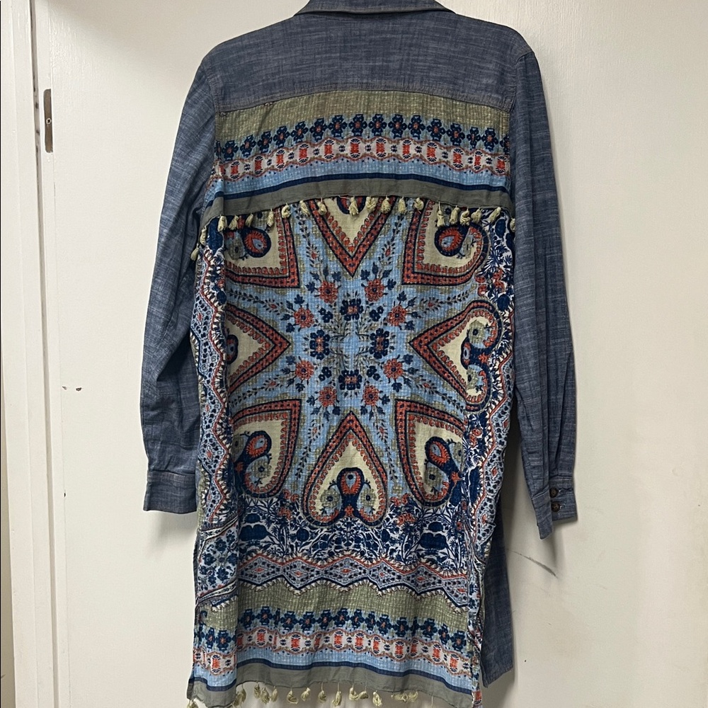 Ivy Jane Blue and Green Bohemian Blouse STUNNING!!!!